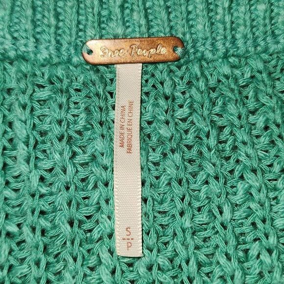 Free People Womens Green Oversized Chunky Crop Sweater‎ Small - Picture 4 of 5